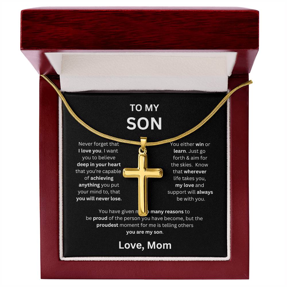 To My Son -Love Mom - Cross Pendant