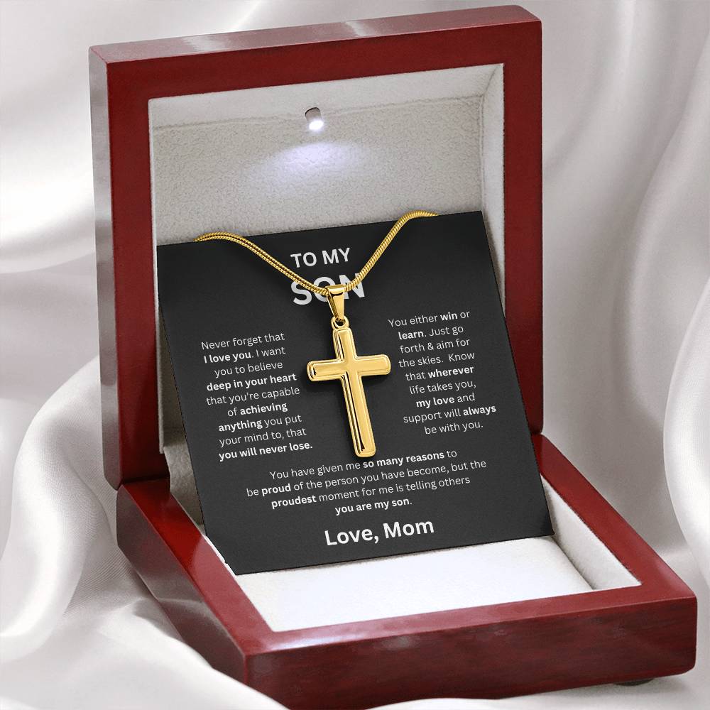 To My Son -Love Mom - Cross Pendant