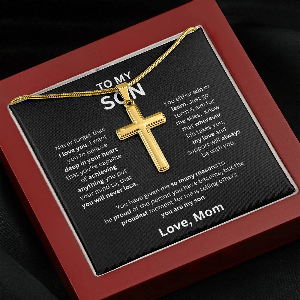 To My Son -Love Mom - Cross Pendant