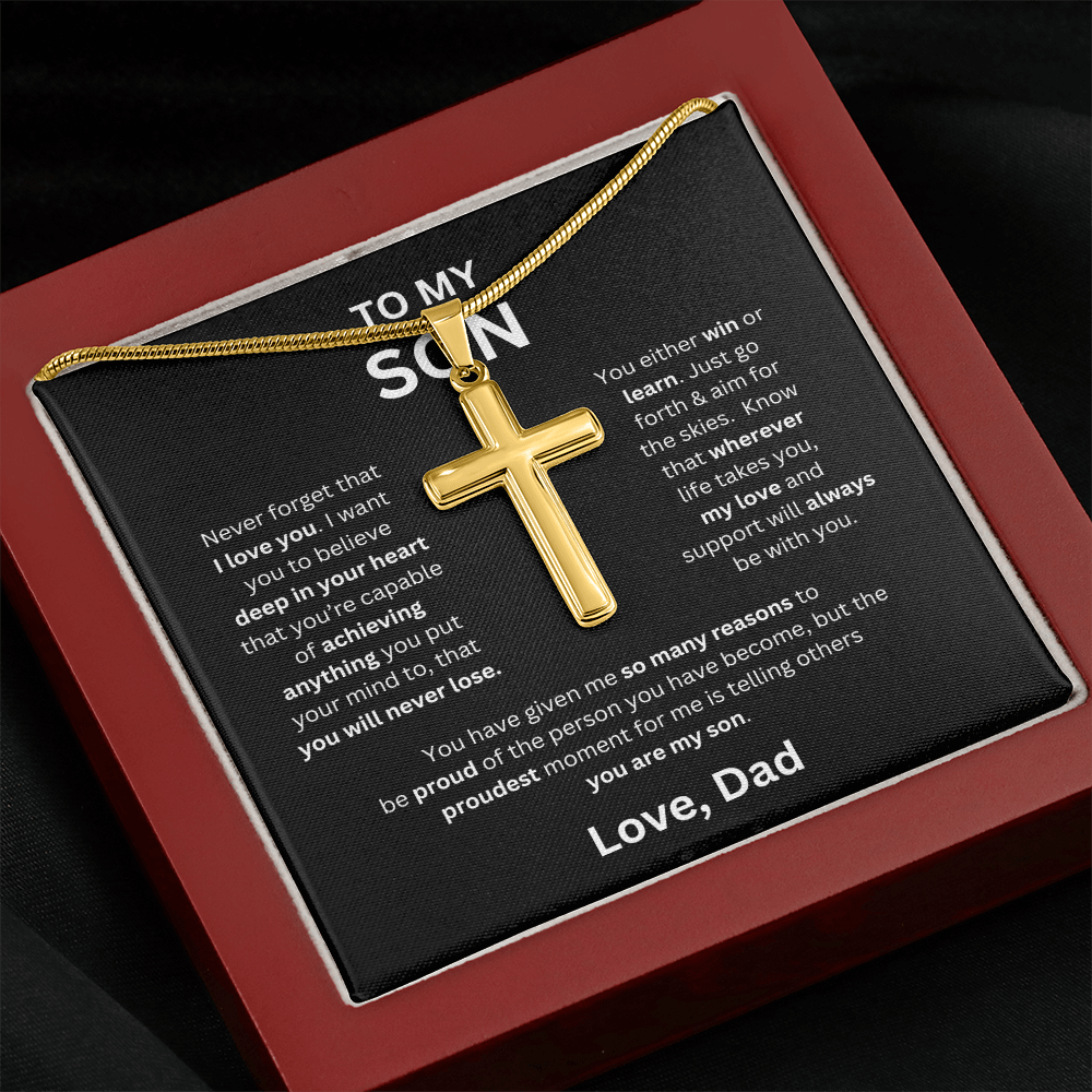 To My Son - Love Dad - Cross Pendant