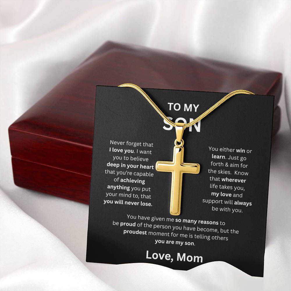 To My Son -Love Mom - Cross Pendant