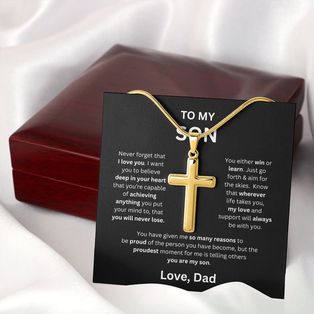To My Son - Love Dad - Cross Pendant