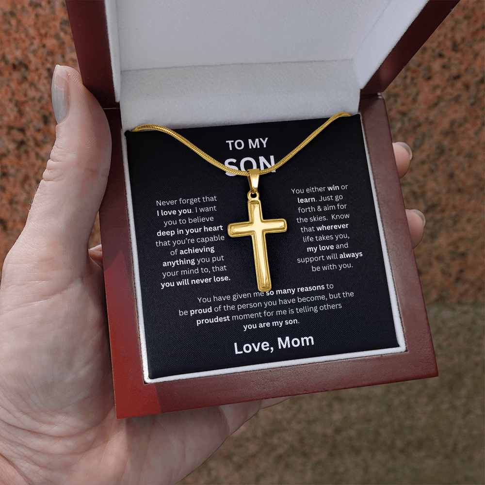 To My Son -Love Mom - Cross Pendant