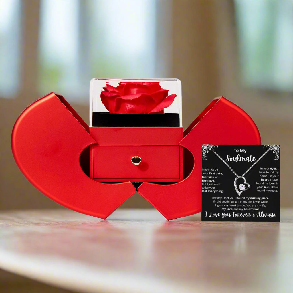 To My Soulmate Forever Love Necklace & Heart Box Gift Set