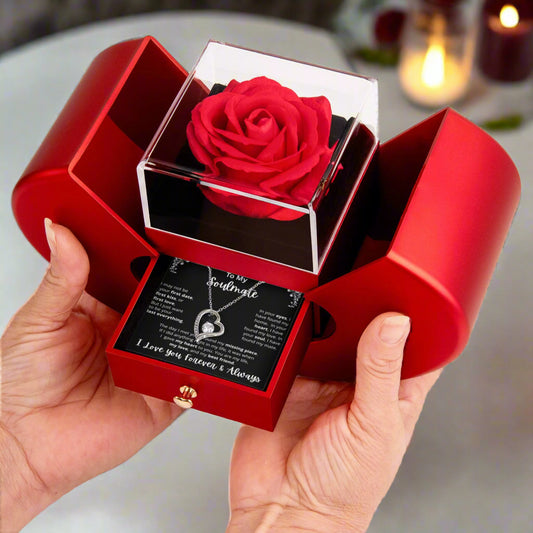 To My Soulmate Forever Love Necklace & Heart Box Gift Set