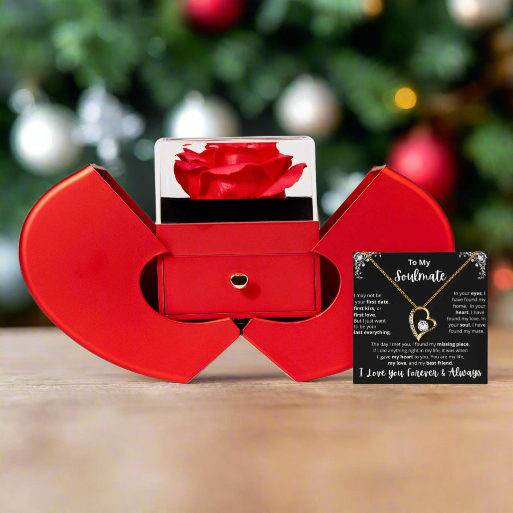 To My Soulmate Forever Love Necklace & Heart Box Gift Set