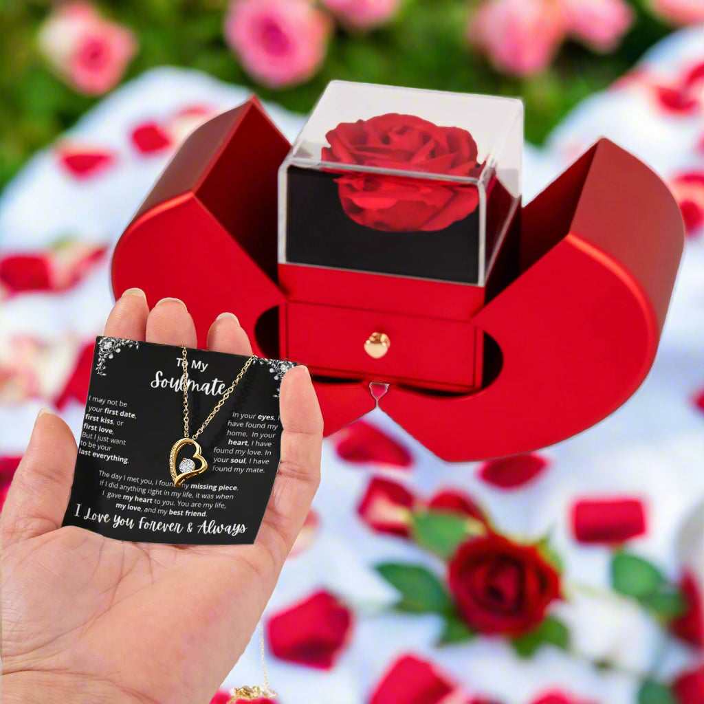 To My Soulmate Forever Love Necklace & Heart Box Gift Set