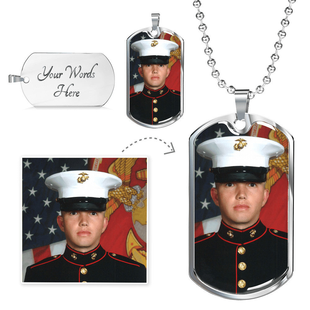 Personalized Photo Dog Tag Necklace Military Chain