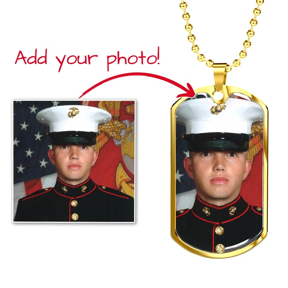 Personalized Photo Dog Tag Necklace Military Chain